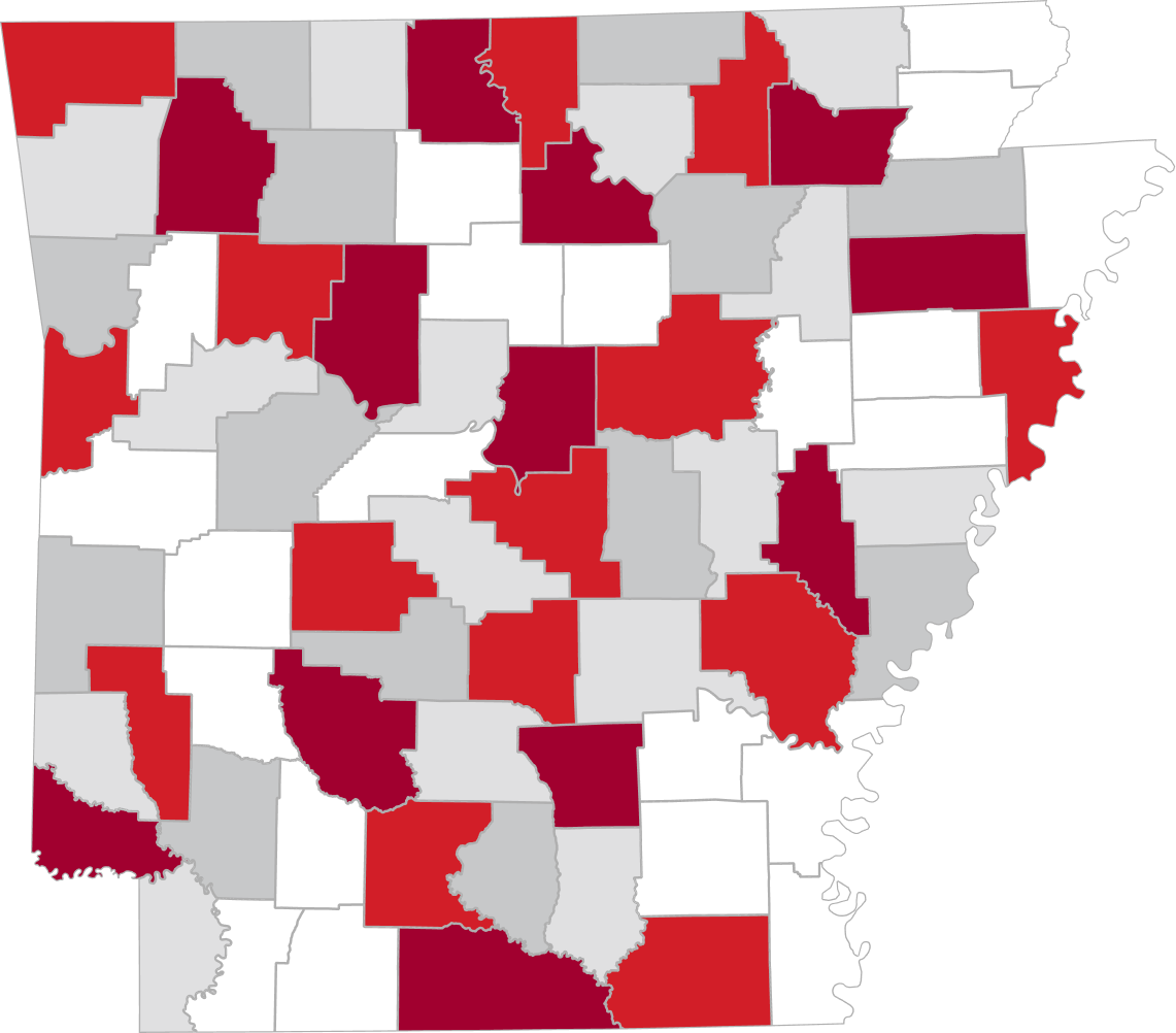County map of the state of Arkansas